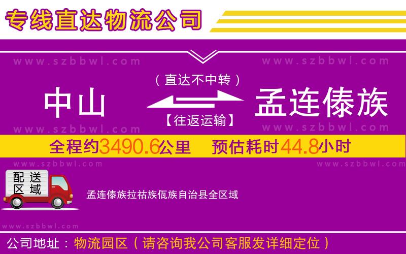 中山到孟連傣族拉祜族佤族自治縣物流專線