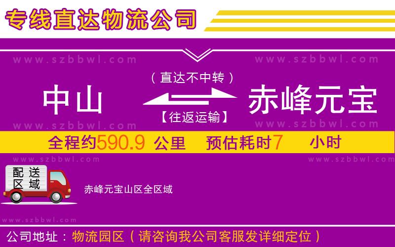 中山到赤峰元寶山區(qū)物流專線
