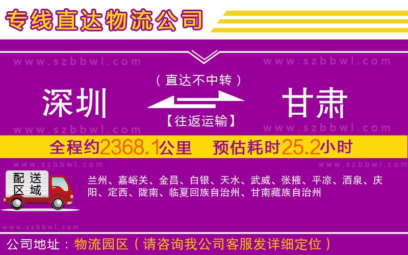 深圳到甘肅物流專線