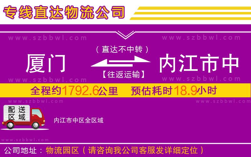 廈門(mén)到內(nèi)江市中區(qū)物流公司