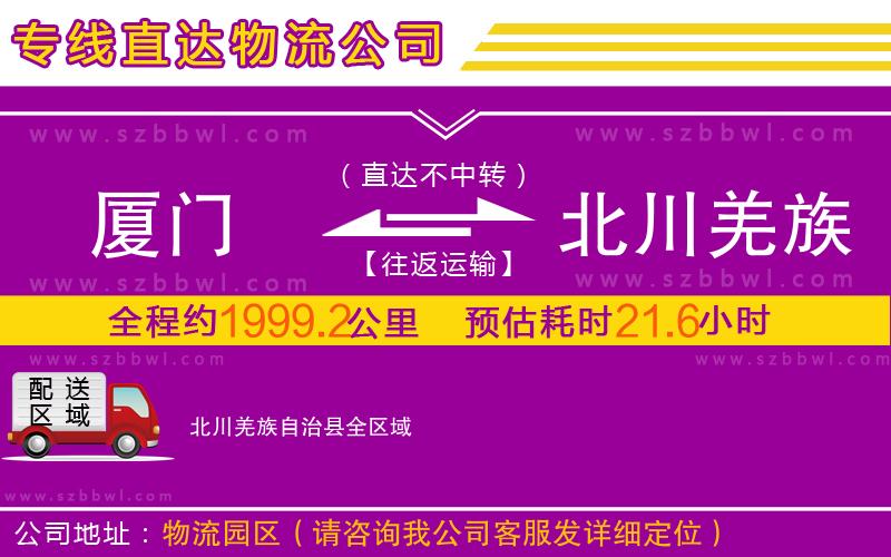 廈門到北川羌族自治縣物流專線