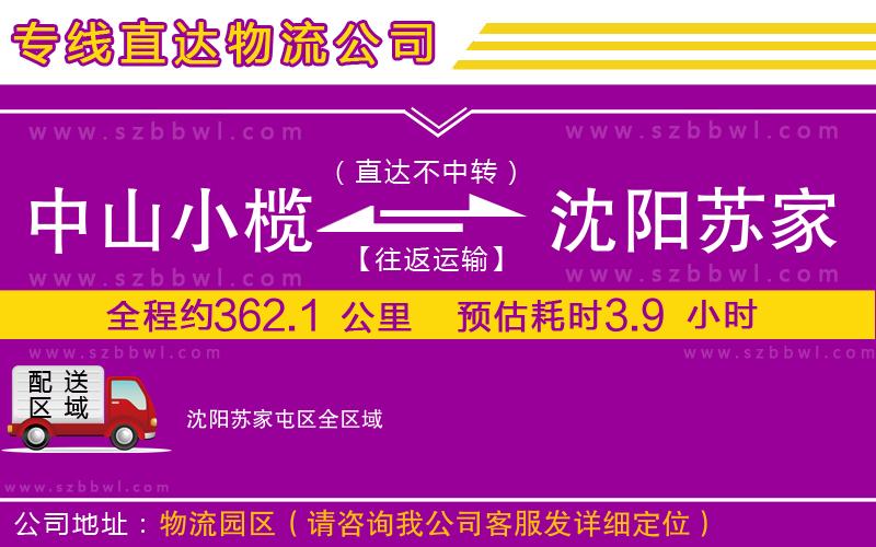 中山小欖到沈陽(yáng)蘇家屯區(qū)物流專線