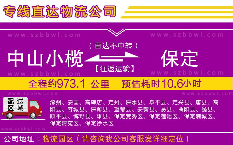 中山小欖到保定物流專線