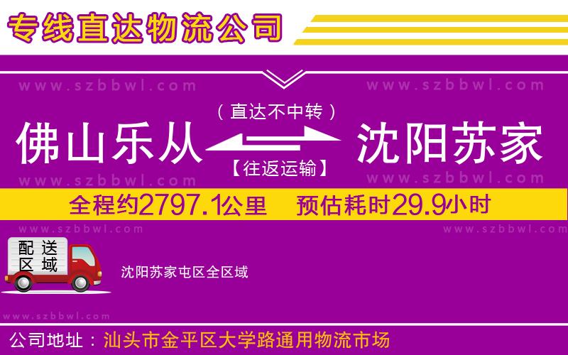 佛山樂從鎮(zhèn)到沈陽蘇家屯區(qū)物流專線