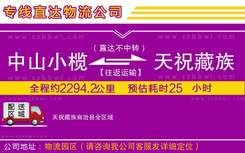 中山小欖到天祝藏族自治縣物流專線