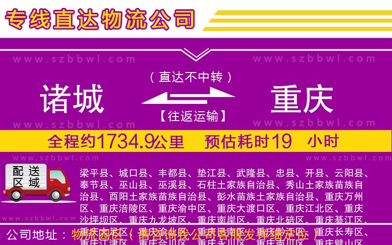 諸城到重慶物流專線
