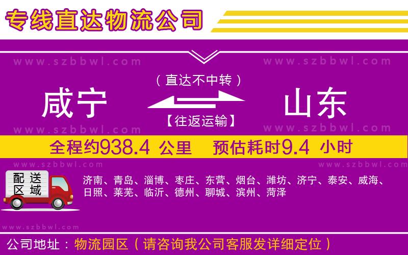 咸寧到山東物流公司