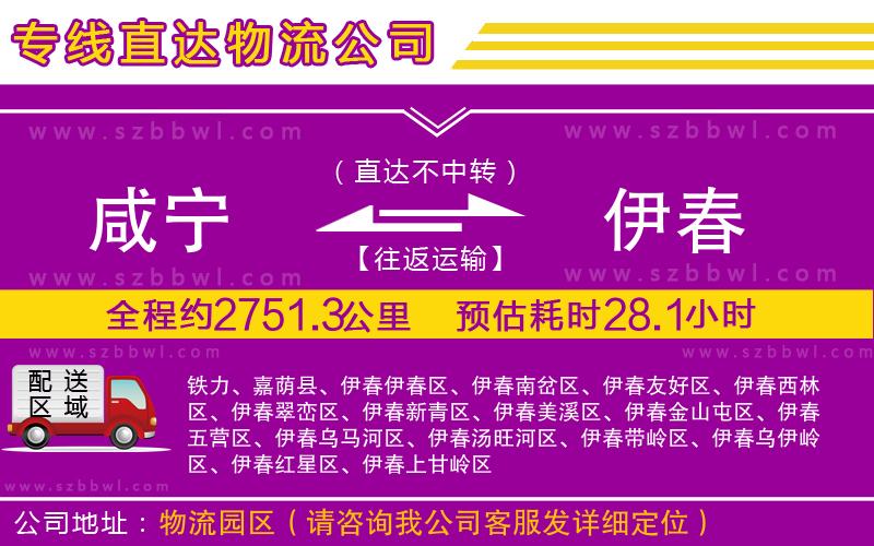 咸寧到伊春物流公司