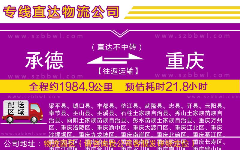 承德到重慶物流專線