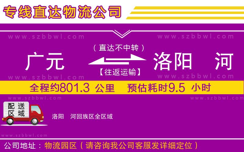廣元到洛陽瀍河回族區(qū)物流專線