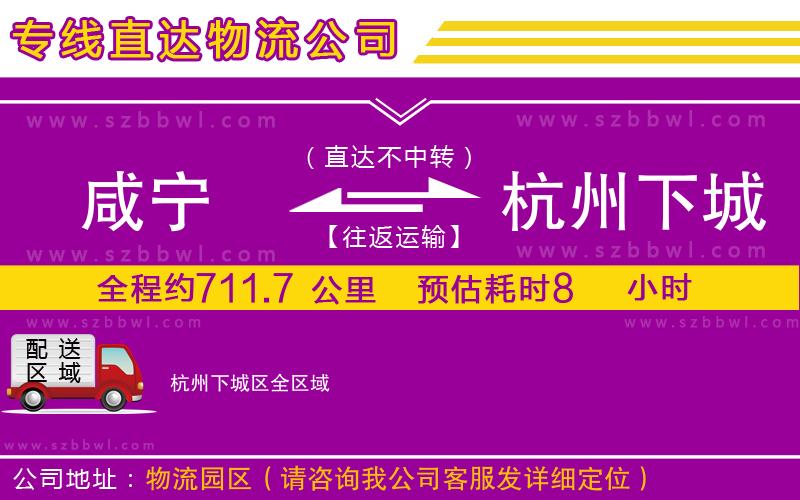 咸寧到杭州下城區(qū)物流專線