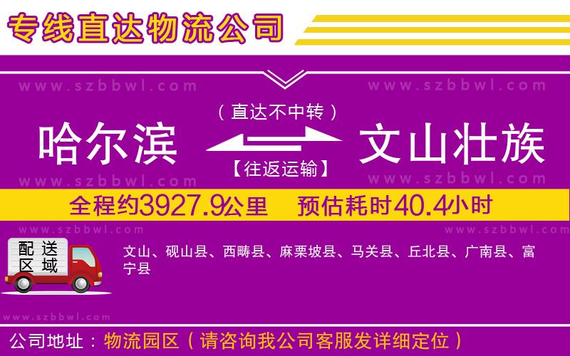 哈爾濱到文山壯族苗族自治州物流專線