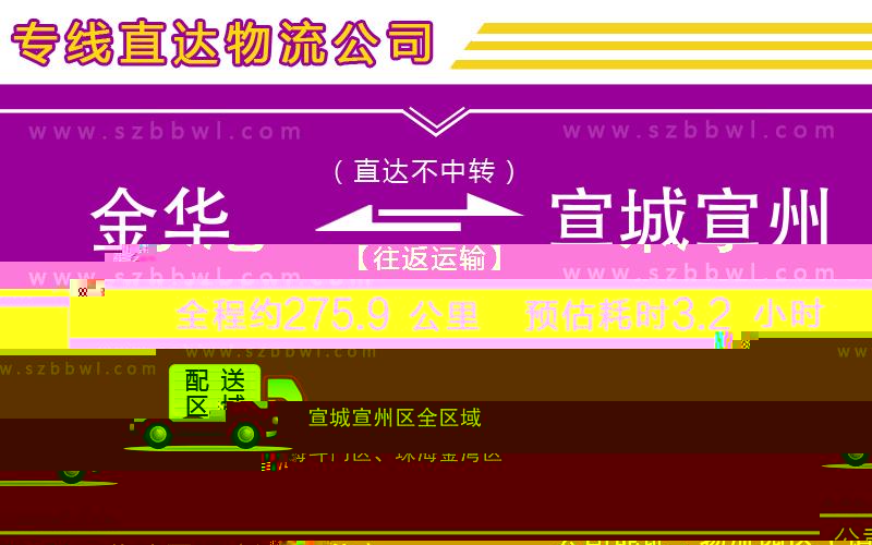 金華到宣城宣州區(qū)貨運專線