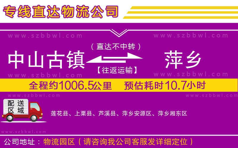 中山古鎮(zhèn)到萍鄉(xiāng)物流專線