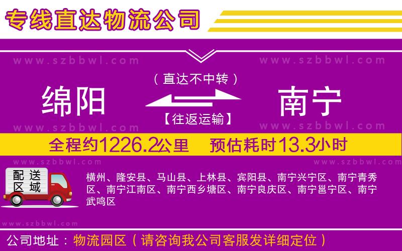 綿陽到南寧貨運專線