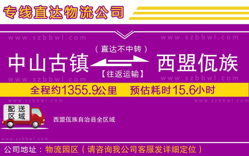 中山古鎮(zhèn)到西盟佤族自治縣物流專線